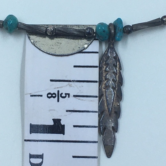 .925 Sterling Turquoise & Coral Liquid Silver Necklace - Picture 7 of 9